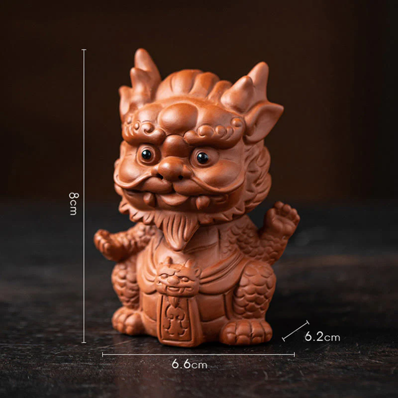 Buddha Stones Szczęście Smok Bogactwo Herbata Zwierzę Fioletowa Glina Figurka Dekoracja - Image 3