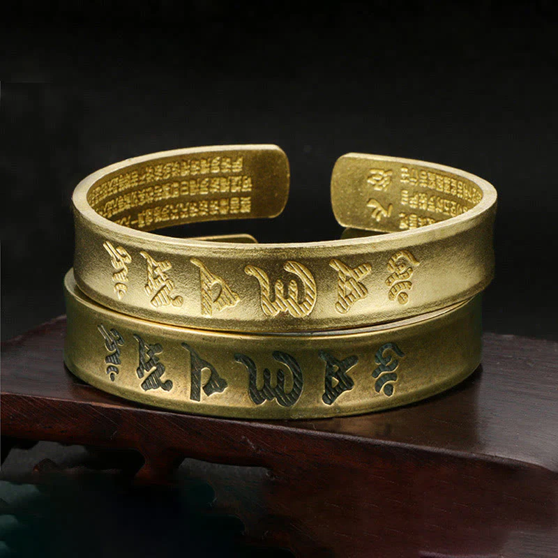 Buddha Stones Sześć Prawdziwych Słów 'om Mani Padme Hum' Sutra Serca Miedź Mosiądz Wewnętrzny Spokój Mankiet Bransoletka Bangle - Image 10