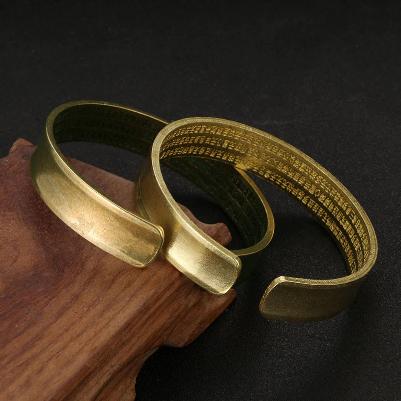 Buddha Stones Sześć Prawdziwych Słów 'om Mani Padme Hum' Sutra Serca Miedź Mosiądz Wewnętrzny Spokój Mankiet Bransoletka Bangle - Image 8