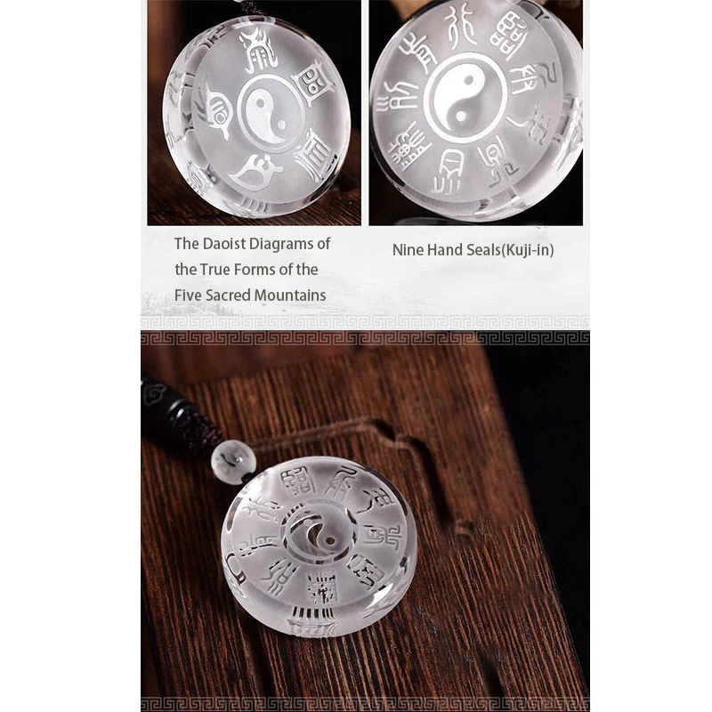 Buddha Stones Taoizm Pięć Świętych Gór Symbol Yin Yang Liuli Kryształ Równowaga Naszyjnik Wisiorek Brelok - Image 7