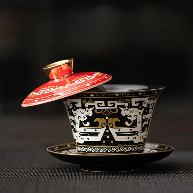 Buddha Stones Thangka Smok Buddowie Dunhuang Ceramiczny Gaiwan Sancai Kung Fu Filiżanka Do Herbaty I Spodek Z Pokrywką Pudełko Prezentowe 180 ml - Image 14
