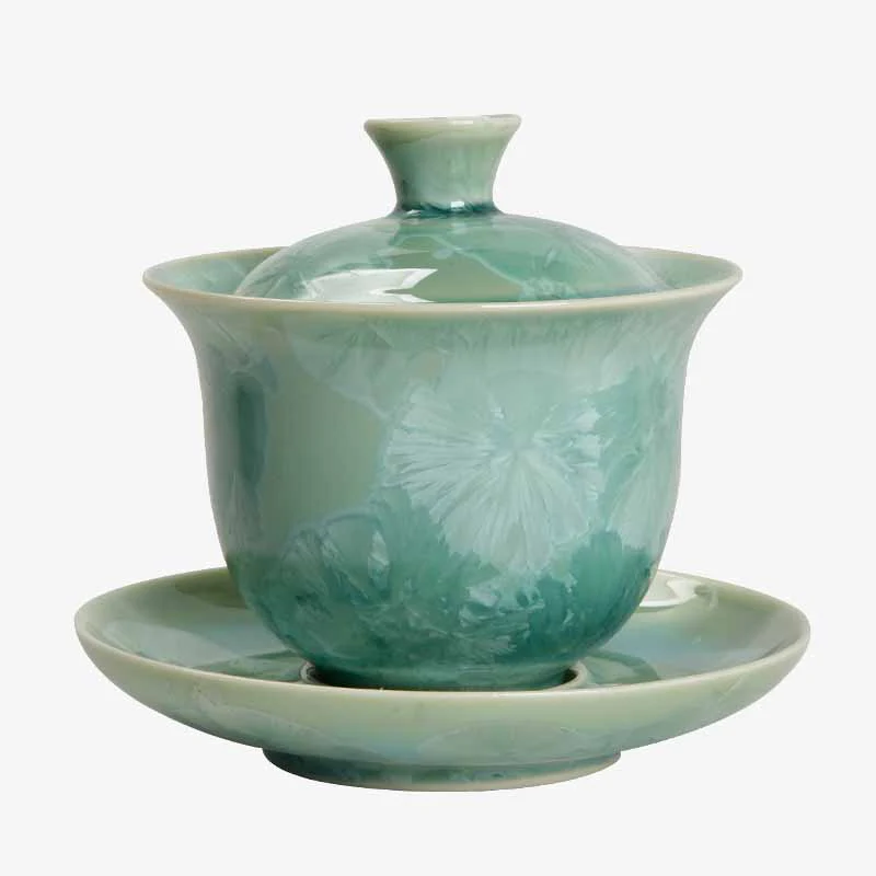 Buddha Stones Tradycyjny Szkliwo Ceramiczny Gaiwan Sancai Filiżanka Kung Fu Filiżanka I Spodek Z Pokrywką 180 ml - Image 11