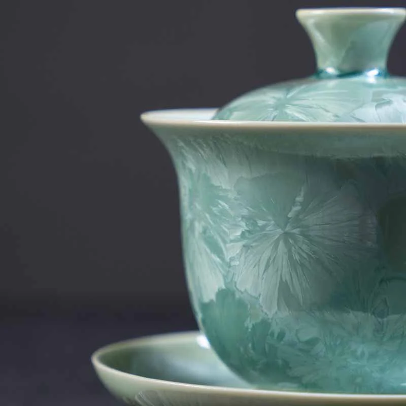 Buddha Stones Tradycyjny Szkliwo Ceramiczny Gaiwan Sancai Filiżanka Kung Fu Filiżanka I Spodek Z Pokrywką 180 ml - Image 5