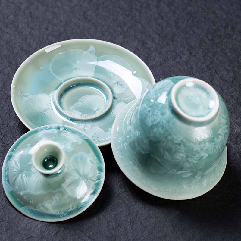 Buddha Stones Tradycyjny Szkliwo Ceramiczny Gaiwan Sancai Filiżanka Kung Fu Filiżanka I Spodek Z Pokrywką 180 ml - Image 8