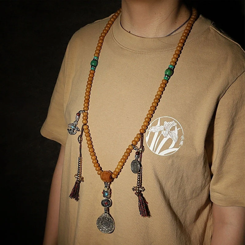 Buddha Stones Tybet 108 Mala Koraliki Bodhi Seed Bagua Vajra Bransoletka bogactwa - Image 4