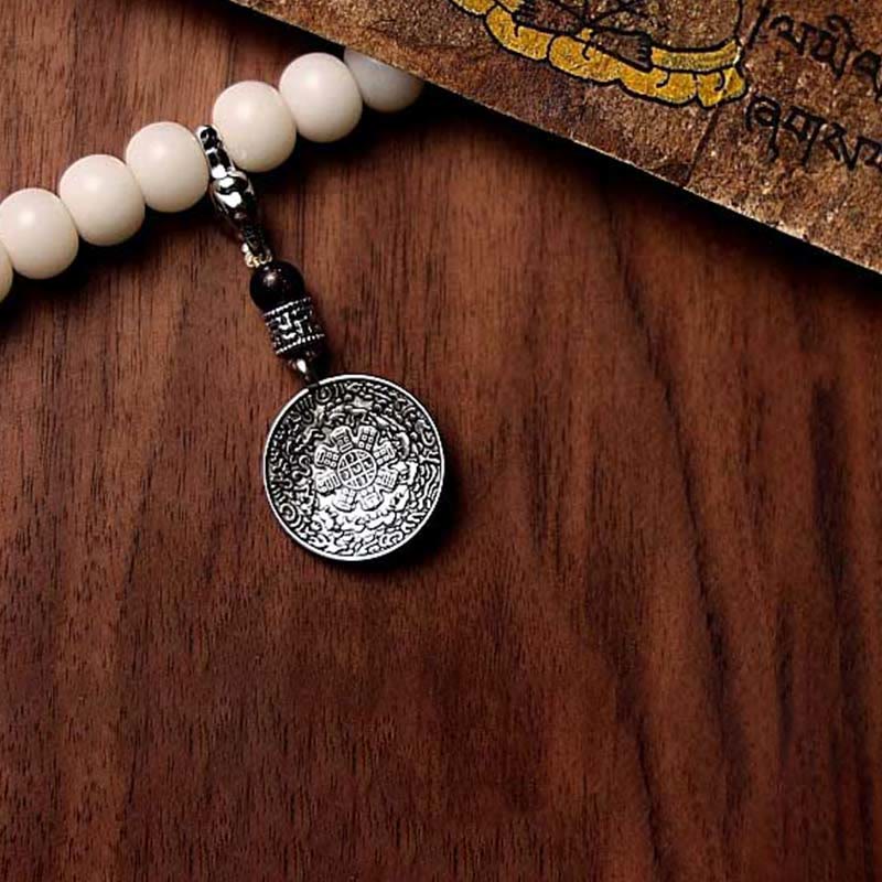 Buddha Stones Tybet 108 Mala Koraliki Bodhi Seed Bagua Vajra Dzi Koralik Szary Agat Bogactwo Bransoletka - Image 5