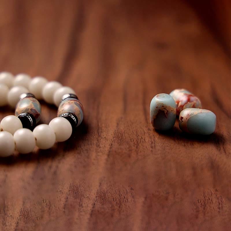 Buddha Stones Tybet 108 Mala Koraliki Bodhi Seed Bagua Vajra Dzi Koralik Szary Agat Bogactwo Bransoletka - Image 7
