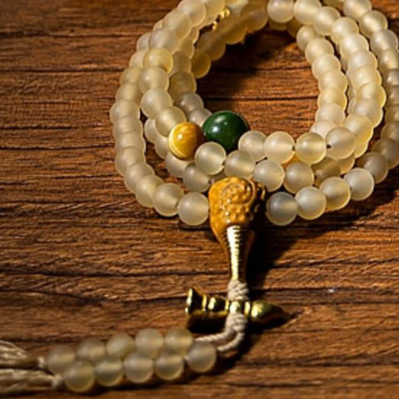 Buddha Stones Tybet 108 Mala Koraliki Chiński Zodiak Natal Budda Naturalny Owczy Róg Bransoletka Bogactwa - Image 2