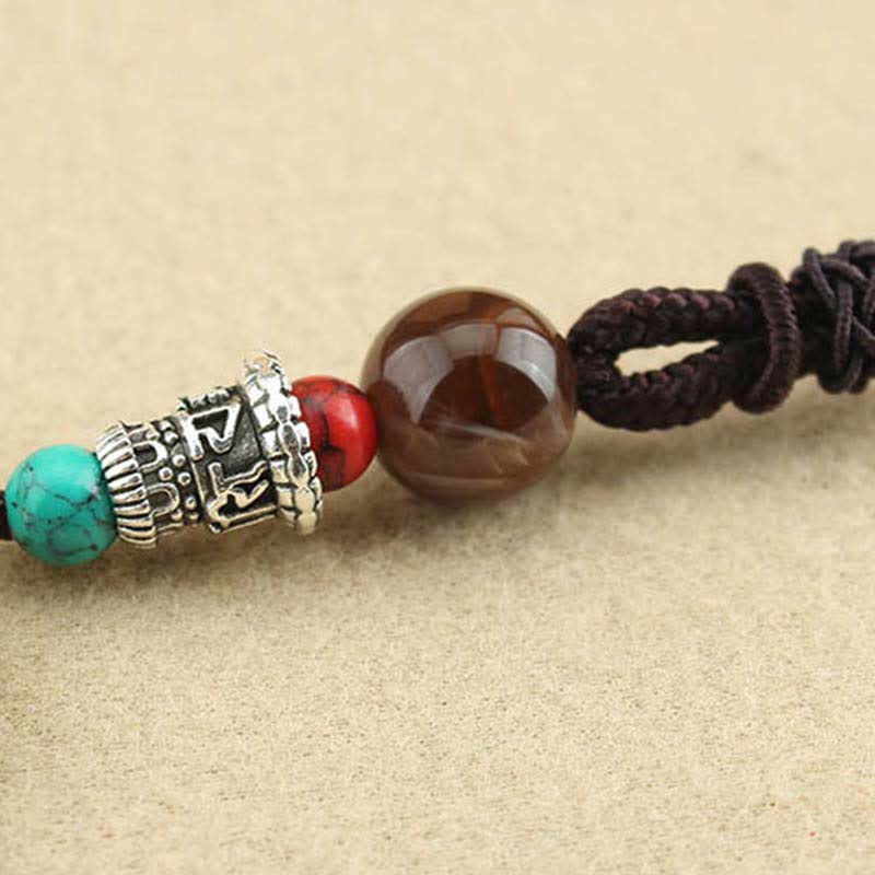 Buddha Stones Tybet Bóg Bogactwa Thangka Ebony Naszyjnik Pokój Wisiorek - Image 18
