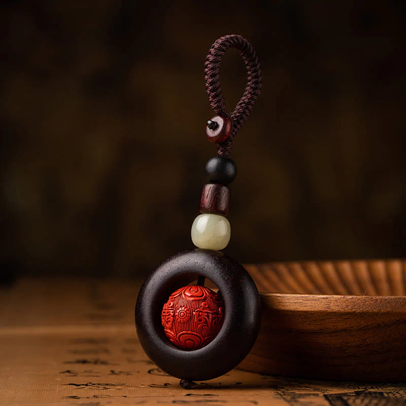 Buddha Stones Tybet Om Mani Padme Hum PiXiu Miedziana Moneta Mały Liść Czerwony Sandałowiec Cynober Ochrona Brelok - Image 3