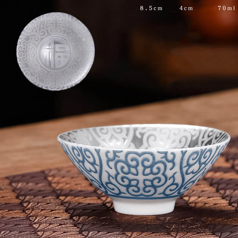 Buddha Stones Tybet Wzór Fu Charakter Złoty Srebrny Ceramiczny Filiżanka Kung Fu Filiżanki do Herbaty 55ml - Image 9