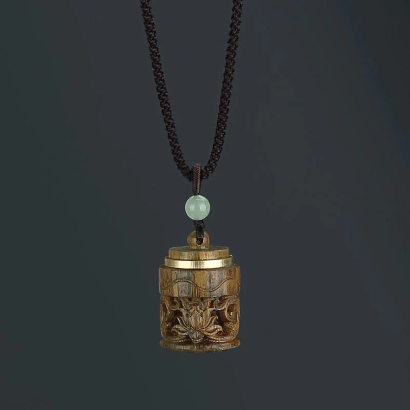 Buddha Stones Tybet Zielony Sandałowiec Palisander Om Mani Padme Hum Lotus Pozytywny Uspokajający Naszyjnik Wisiorek - Image 14
