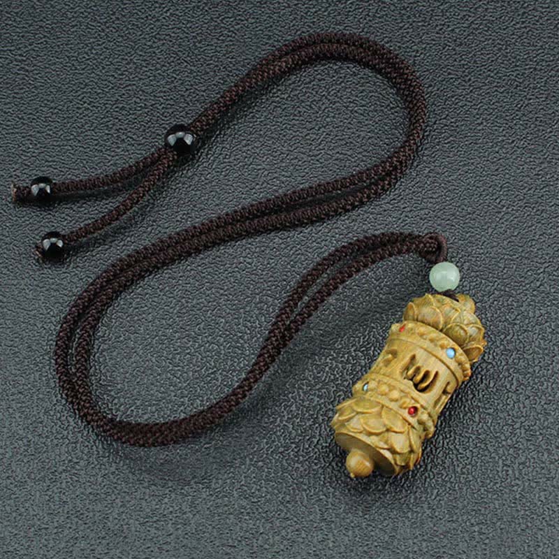 Buddha Stones Tybet Zielony Sandałowiec Palisander Om Mani Padme Hum Lotus Pozytywny Uspokajający Naszyjnik Wisiorek - Image 6