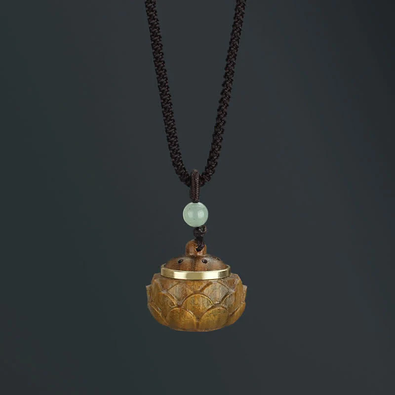 Buddha Stones Tybet Zielony Sandałowiec Palisander Om Mani Padme Hum Lotus Pozytywny Uspokajający Naszyjnik Wisiorek - Image 9