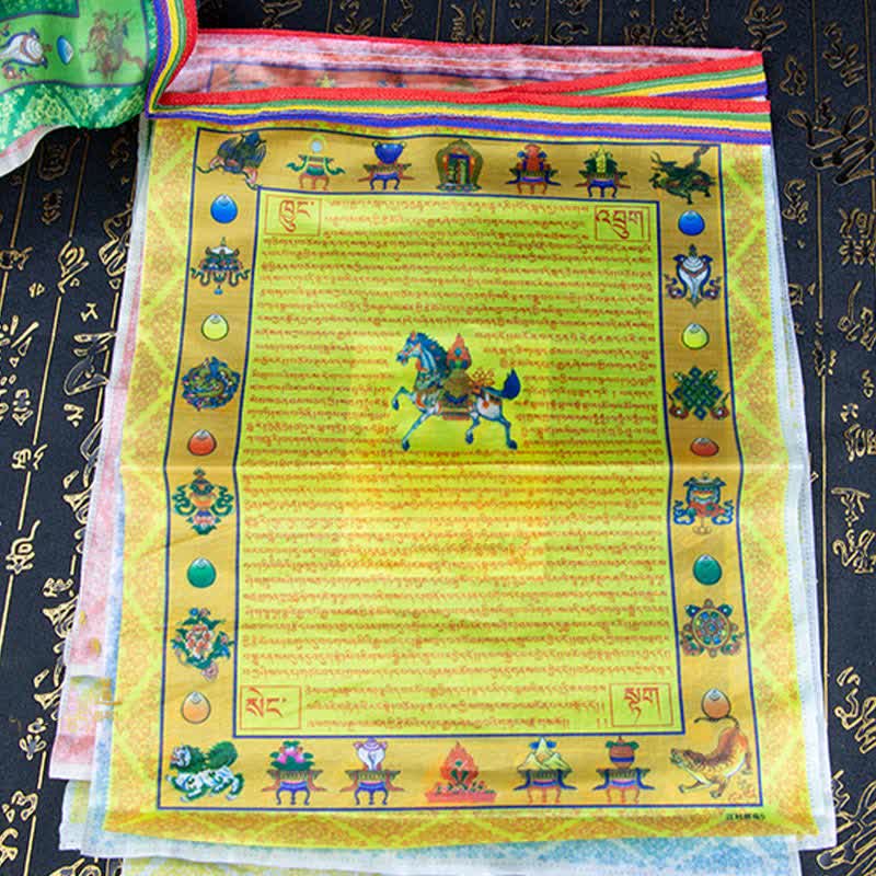 Buddha Stones Tybetańska flaga modlitewna z pięcioma kolorami Buddy Windhorse Tara, uzdrawiająca i pomyślna - Image 9