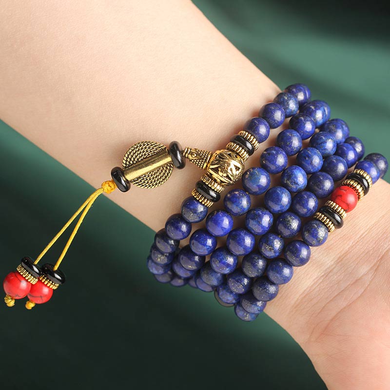 Bransoletka z Buddha Stones z malą tybetańską i lapis lazuli z lazurytem - Image 10