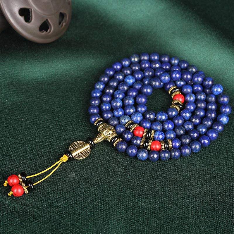 Bransoletka z Buddha Stones z malą tybetańską i lapis lazuli z lazurytem - Image 8