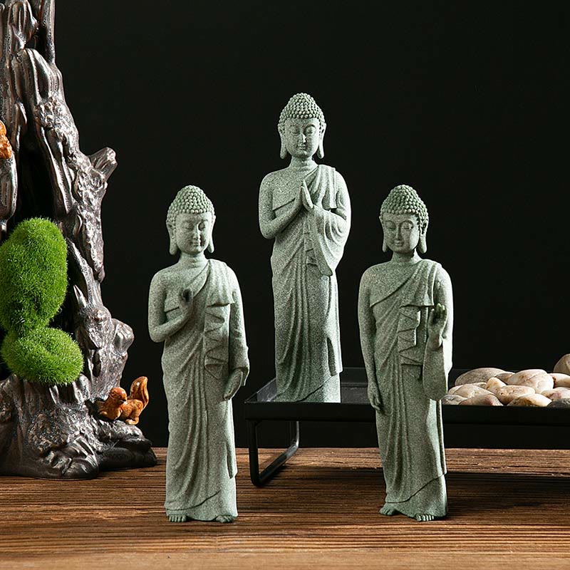 Buddha Stones Tybetańska Medytacja Kontemplacja Budda Spokój Współczucie Statua Figurka Dekoracja - Image 17