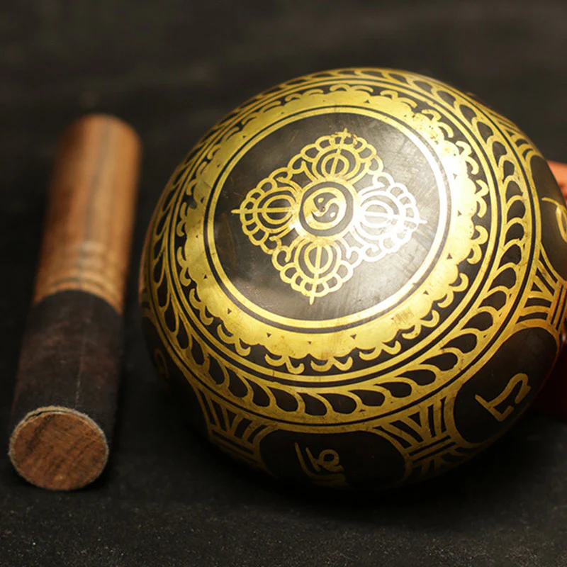 Buddha Stones Tybetańska misa dźwiękowa do medytacji, ręcznie robiona, do uzdrawiania i wspierania uważności, zestaw mis śpiewających - Image 11