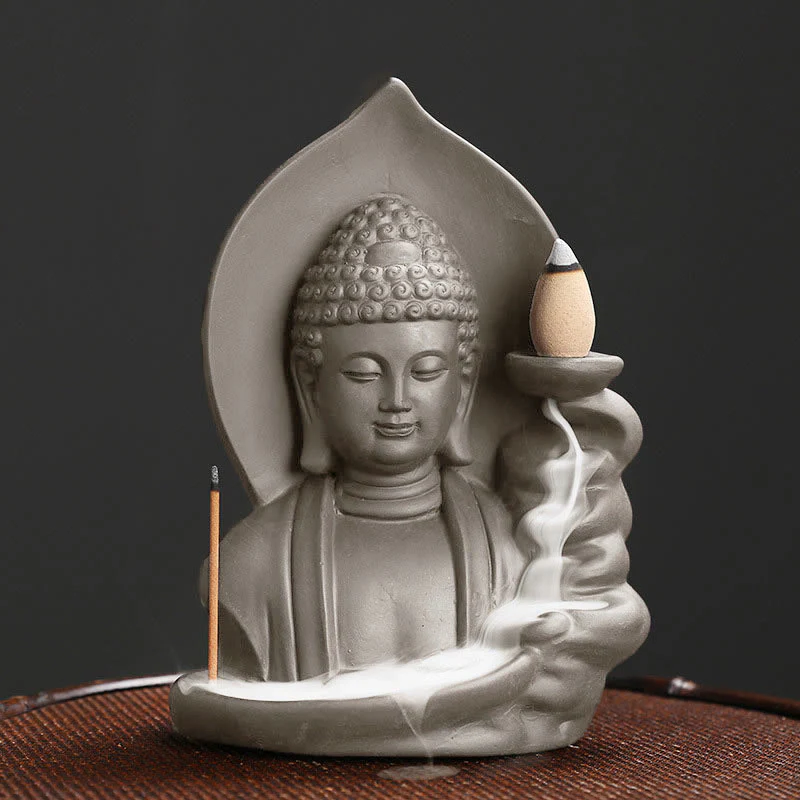 Buddha Stones Tybetański Awalokiteśwara Budda Lotos Uzdrawiający Cofający się Dym Fontanna Kadzidło Palnik - Image 13