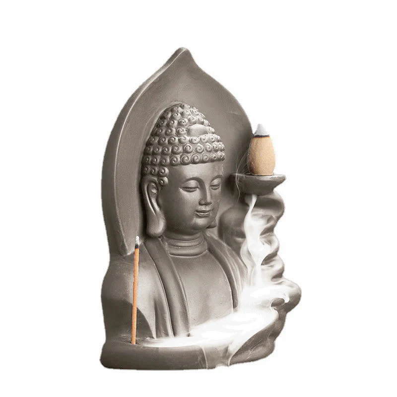 Buddha Stones Tybetański Awalokiteśwara Budda Lotos Uzdrawiający Cofający się Dym Fontanna Kadzidło Palnik - Image 22