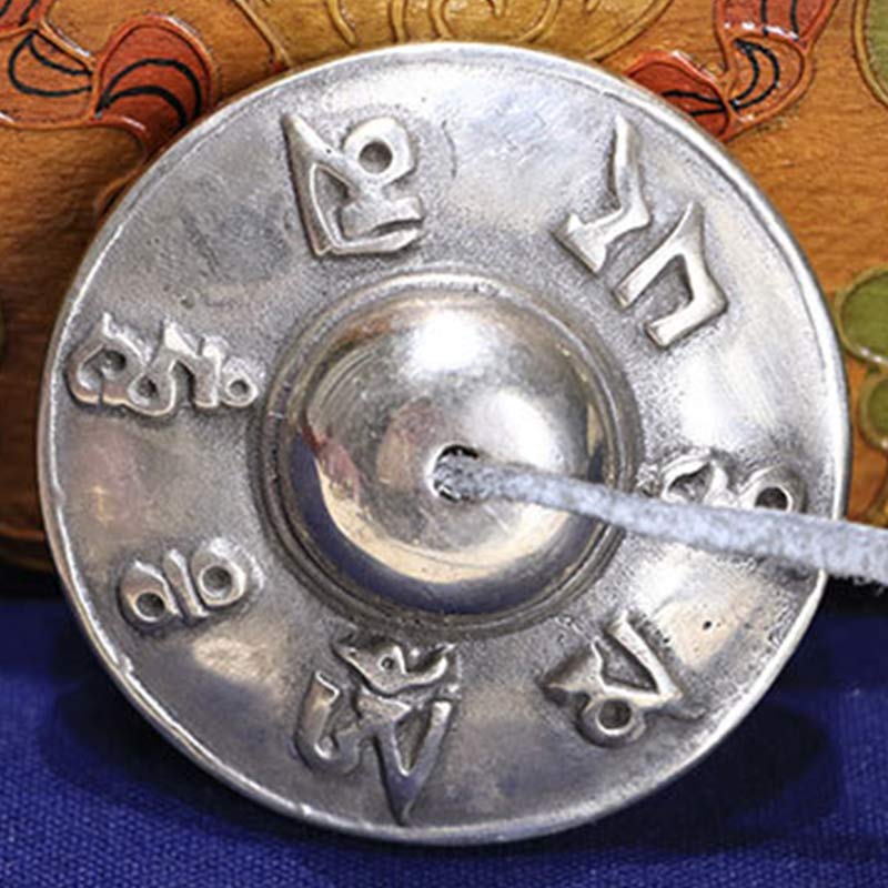 Buddha Stones Tybetański Dzwon Tingsha Sześć Prawdziwych Słów Biała Miedź Uzdrawiająca Dekoracja - Image 4