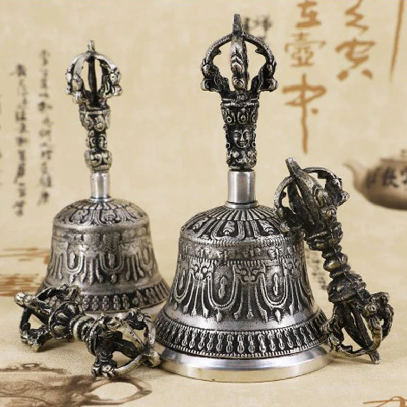 Buddha Stones Tybetański Dzwonek Medytacyjny i Wadżra Dorje Miedziany Zestaw Dekoracyjny