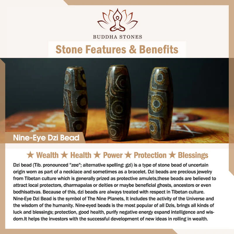 Buddha Stones Tybetański Medycyna Budda Dziewięciooki Dzi Koralik Ochrona Naszyjnik Wisiorek - Image 9