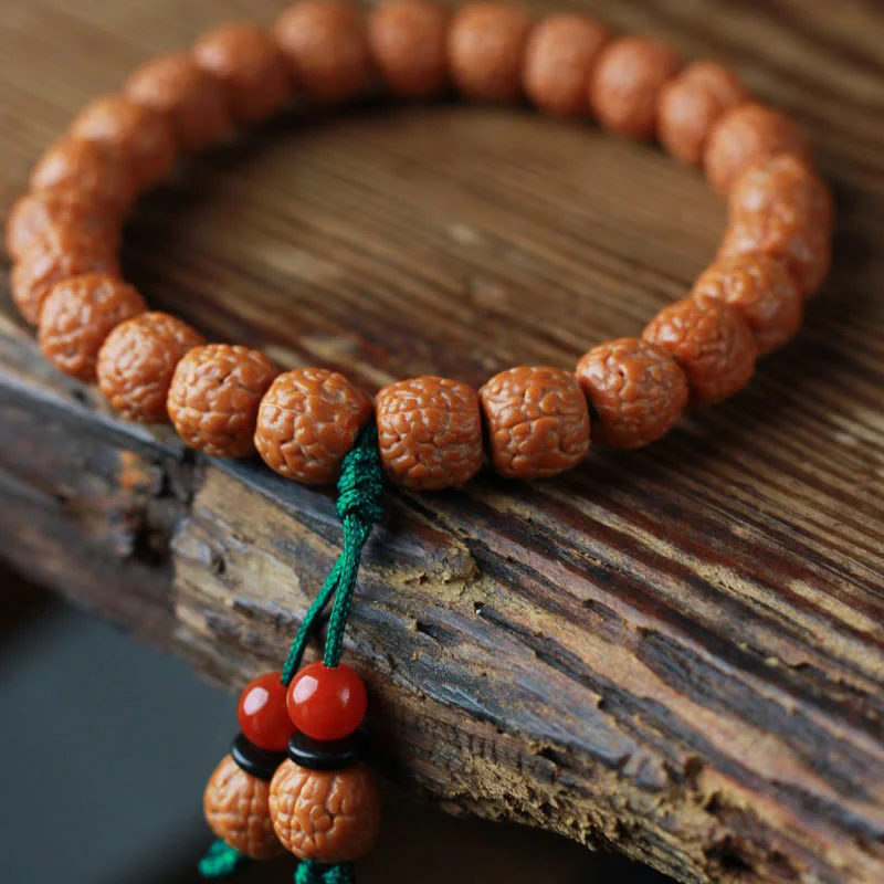 Buddha Stones Tybetański Rudraksha Bodhi Seed Agat Bransoletka Bogactwa - Image 3