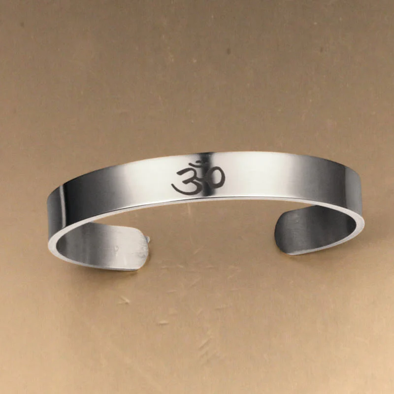 Buddha Stones Tybetański Symbol OM Bransoletka Mankiet Uważności Bransoletka Bangle - Image 5