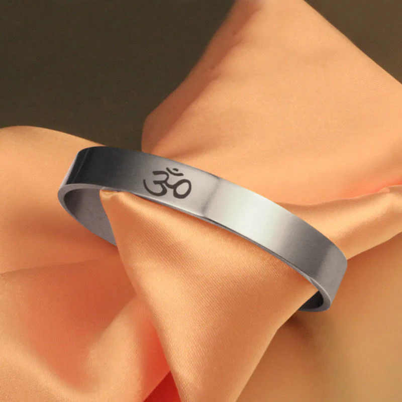 Buddha Stones Tybetański Symbol OM Bransoletka Mankiet Uważności Bransoletka Bangle - Image 6
