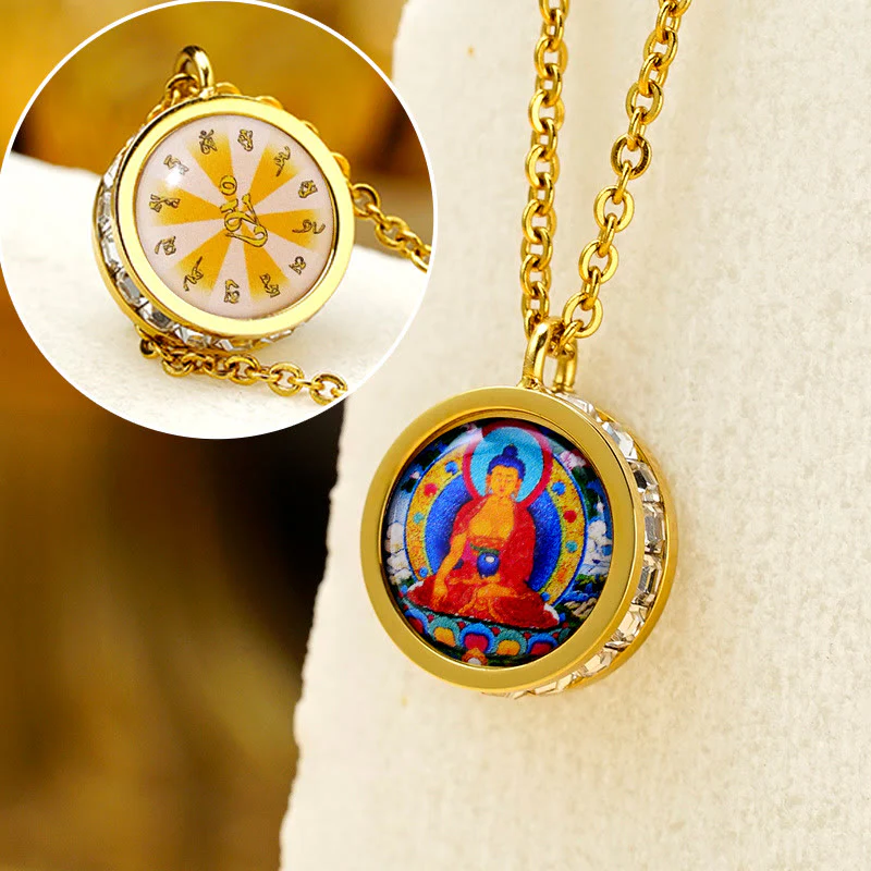 Buddha Stones Tybetański Żółty Bóg Bogactwa Zielona Tara Budda Spokój Naszyjnik Wisiorek Ze Stali Tytanowej - Image 15