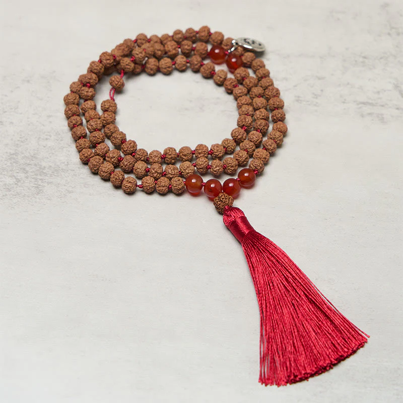 Buddha Stones Tybetańskie 108 Koralików Nasiona Bodhi Symbol Om Charm Tassel Bogactwo Pomyślność Mala