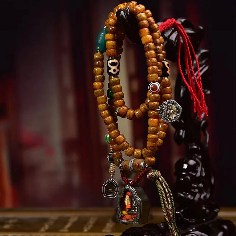 Buddha Stones Tybetańskie 108 Koralików Wielbłądzich Kości Szczęścia Tassel Mala - Image 2