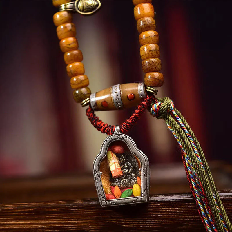 Buddha Stones Tybetańskie 108 Koralików Wielbłądzich Kości Szczęścia Tassel Mala - Image 5