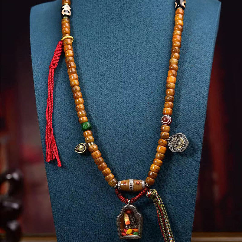 Buddha Stones Tybetańskie 108 Koralików Wielbłądzich Kości Szczęścia Tassel Mala - Image 6