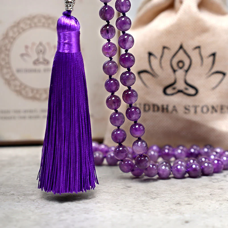 Buddha Stones Tybetańskie 108 Mala Koraliki Naszyjnik Joga Medytacja Koraliki Modlitwy Naszyjnik - Image 5