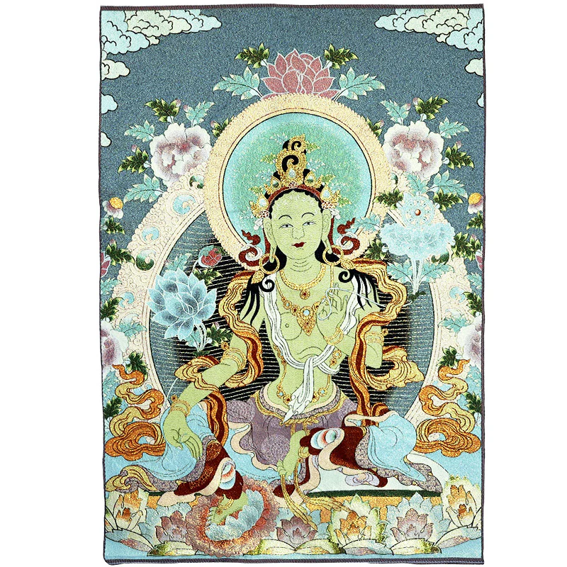 Buddha Stones Tybetańskie Haftowane Białe Tary Thangka Gobelin Ścienny Wiszący Sztuka Ścienna Medytacja Do Wystroju Domu - Image 10