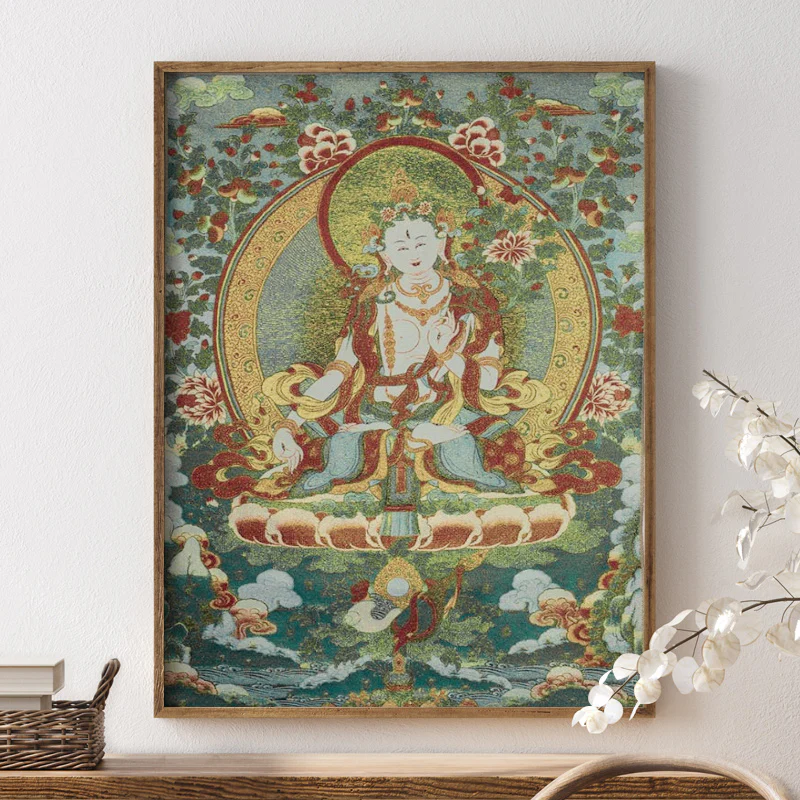 Buddha Stones Tybetańskie Haftowane Białe Tary Thangka Gobelin Ścienny Wiszący Sztuka Ścienna Medytacja Do Wystroju Domu - Image 13