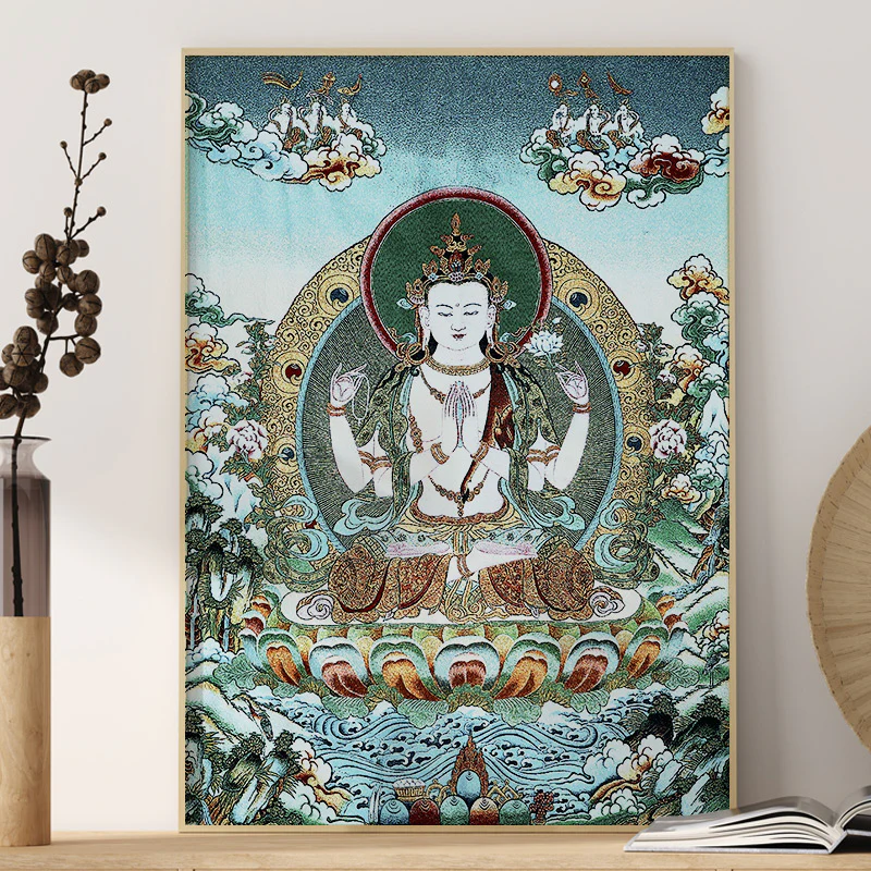 Buddha Stones Tybetańskie Haftowane Białe Tary Thangka Gobelin Ścienny Wiszący Sztuka Ścienna Medytacja Do Wystroju Domu - Image 17