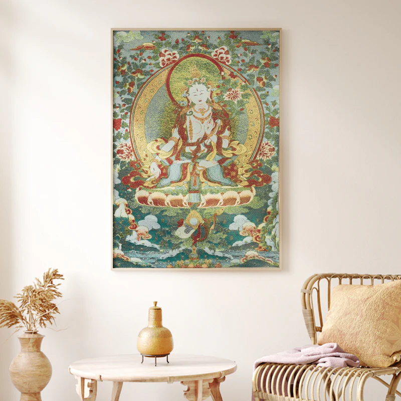 Buddha Stones Tybetańskie Haftowane Białe Tary Thangka Gobelin Ścienny Wiszący Sztuka Ścienna Medytacja Do Wystroju Domu - Image 20