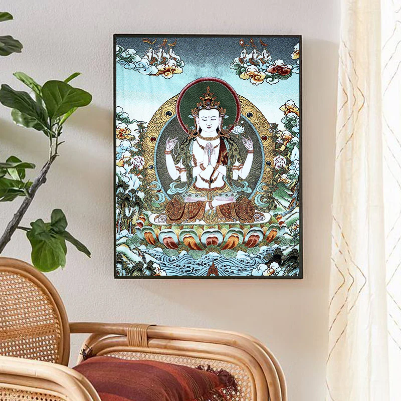 Buddha Stones Tybetańskie Haftowane Białe Tary Thangka Gobelin Ścienny Wiszący Sztuka Ścienna Medytacja Do Wystroju Domu - Image 25