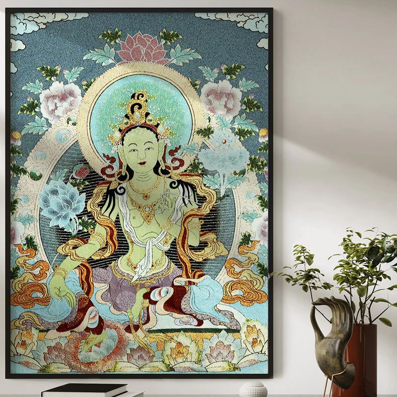 Buddha Stones Tybetańskie Haftowane Białe Tary Thangka Gobelin Ścienny Wiszący Sztuka Ścienna Medytacja Do Wystroju Domu - Image 8