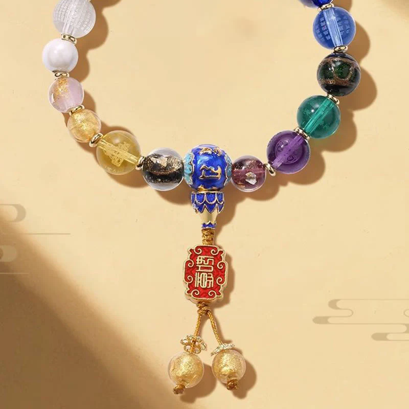 Buddha Stones Tybetańskie Kolorowe Kadzidło Popiół Liuli Szklane Koraliki Om Mani Padme Hum Dorje Wadżra 18 Koralików Nadgarstek Mala - Image 3