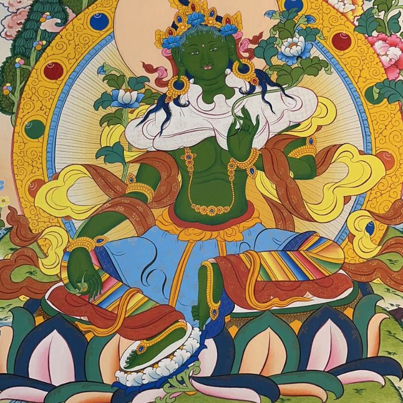 Buddha Stones Tybetańskie Malowanie Thangka Żółty Bóg Bogactwa Zielona Tara Awalokiteśwara Ręcznie Robiona Dekoracja Pudełko Niespodzianek (Losowy Styl) - Image 10