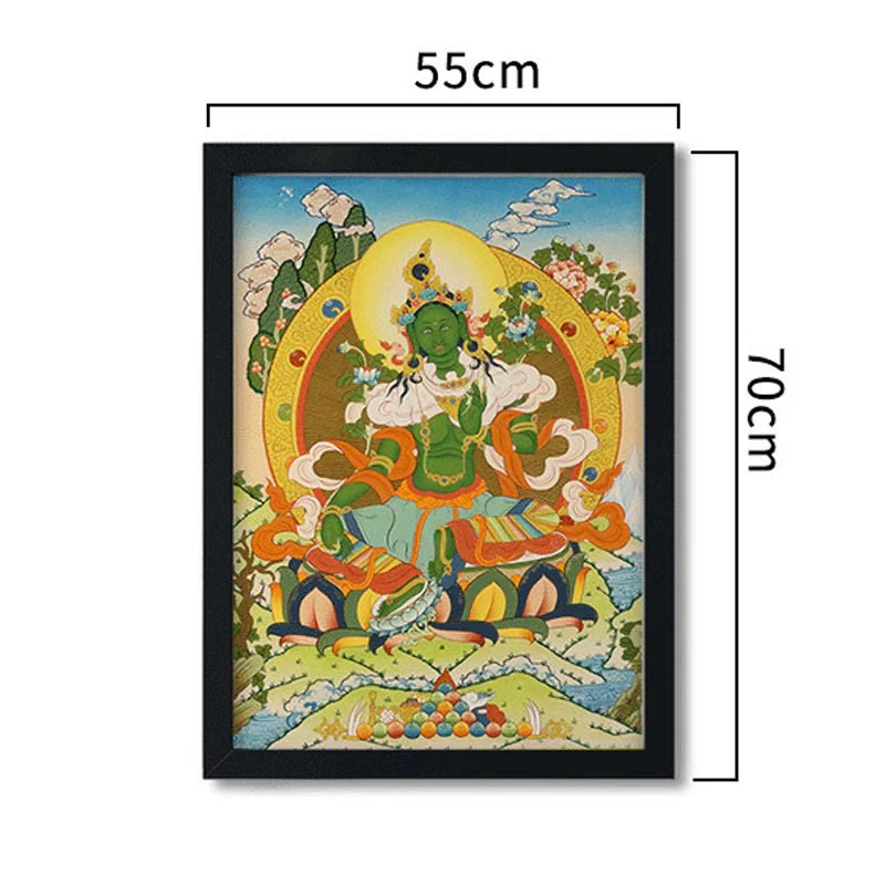 Buddha Stones Tybetańskie Malowanie Thangka Żółty Bóg Bogactwa Zielona Tara Awalokiteśwara Ręcznie Robiona Dekoracja Pudełko Niespodzianek (Losowy Styl) - Image 11