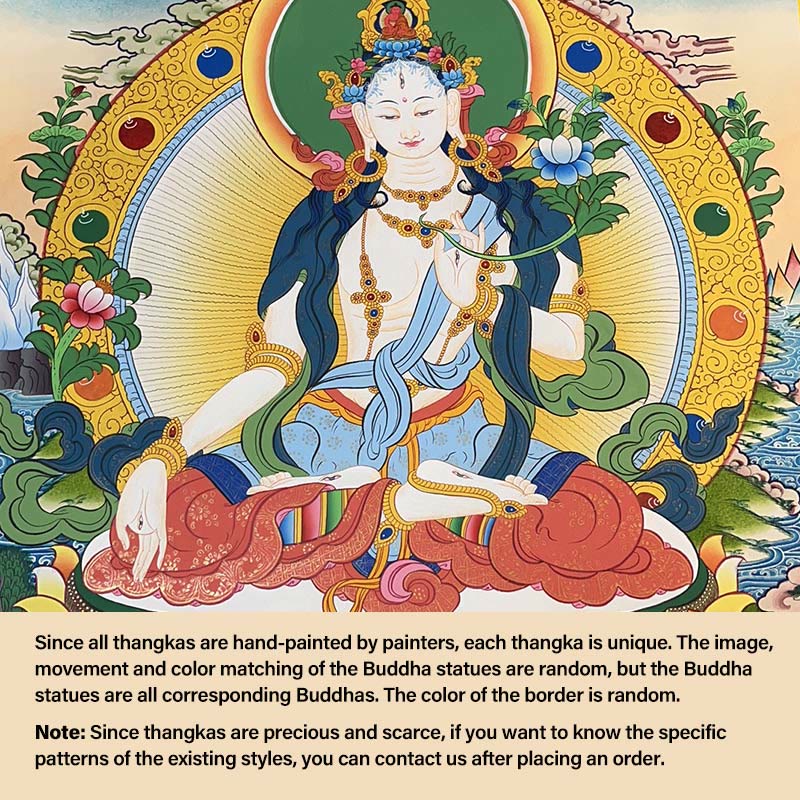 Buddha Stones Tybetańskie Malowanie Thangka Żółty Bóg Bogactwa Zielona Tara Awalokiteśwara Ręcznie Robiona Dekoracja Pudełko Niespodzianek (Losowy Styl) - Image 12