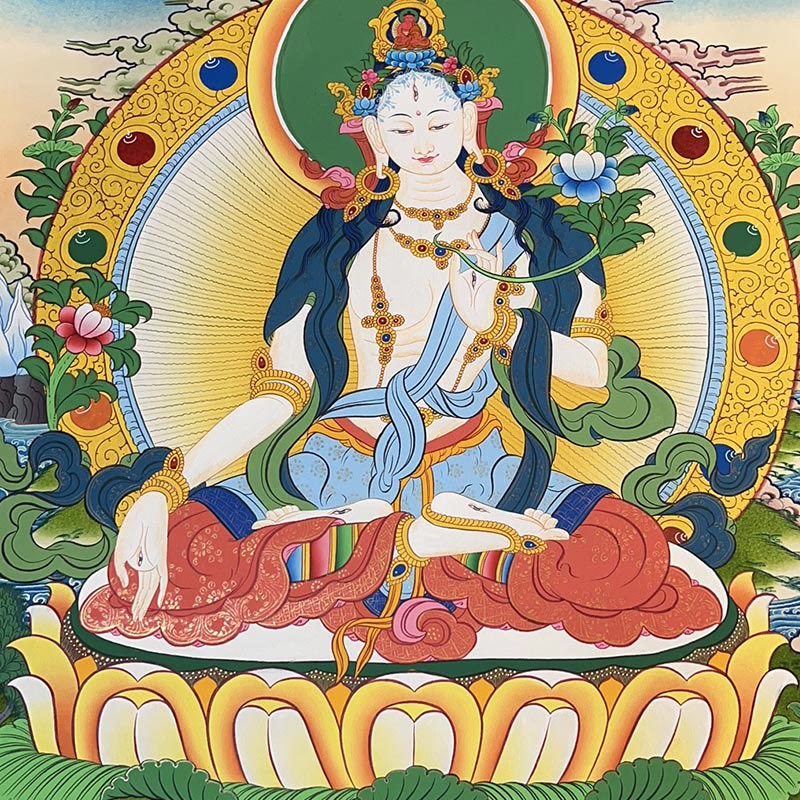 Buddha Stones Tybetańskie Malowanie Thangka Żółty Bóg Bogactwa Zielona Tara Awalokiteśwara Ręcznie Robiona Dekoracja Pudełko Niespodzianek (Losowy Styl) - Image 13