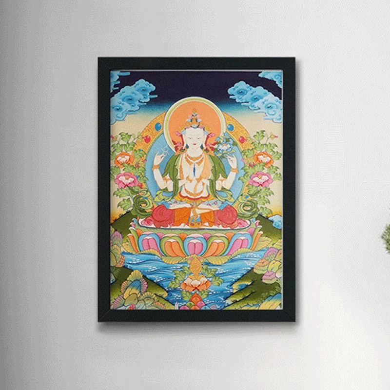 Buddha Stones Tybetańskie Malowanie Thangka Żółty Bóg Bogactwa Zielona Tara Awalokiteśwara Ręcznie Robiona Dekoracja Pudełko Niespodzianek (Losowy Styl) - Image 16