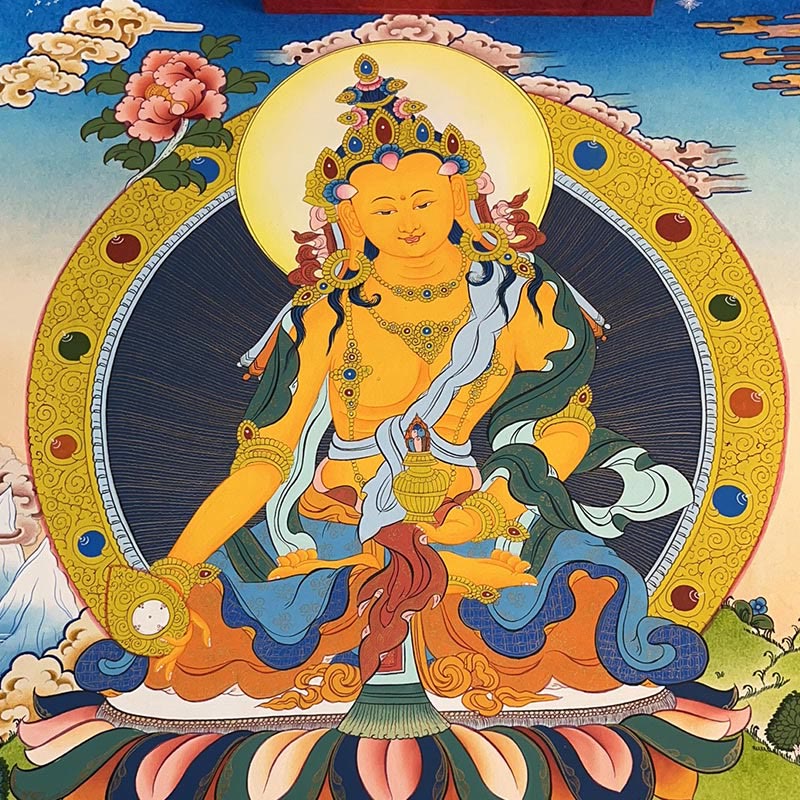 Buddha Stones Tybetańskie Malowanie Thangka Żółty Bóg Bogactwa Zielona Tara Awalokiteśwara Ręcznie Robiona Dekoracja Pudełko Niespodzianek (Losowy Styl) - Image 18